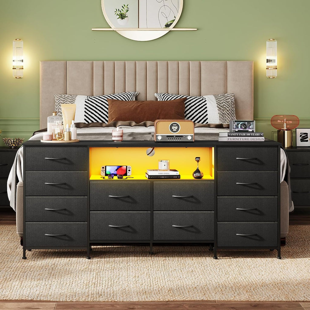 Twelve Drawer Dresser With Contemporary Led Lighting