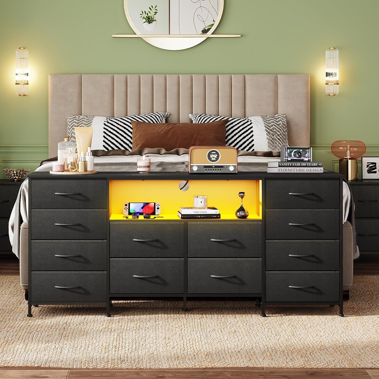 Twelve Drawer Dresser With Contemporary Led Lighting