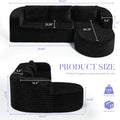 96 Inches Stripe Black PremiumCloudlike Sectional Sofa