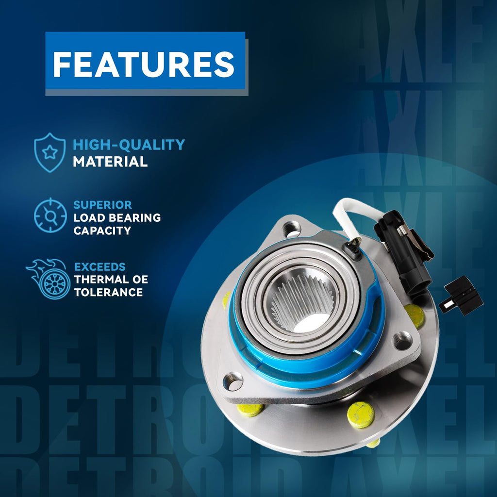Premium Detroit Axle Front Wheel Bearing Hubs - 2PC Set Compatible with 2000-2013 Chevrolet Impala, 97-08 Pontiac Grand Prix & More