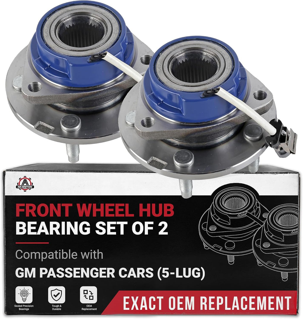 Premium Front Wheel Bearing and Hub Assembly Set of 2 - Fits Buick, Cadillac, Chevrolet Models - Durable Replacement for Century, Lacrosse, Lesabre, Lucerne, Park Avenue, Regal - Replaces 513121