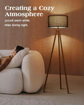 Walnut Wood Tripod Floor Lamp Color Temperature LED