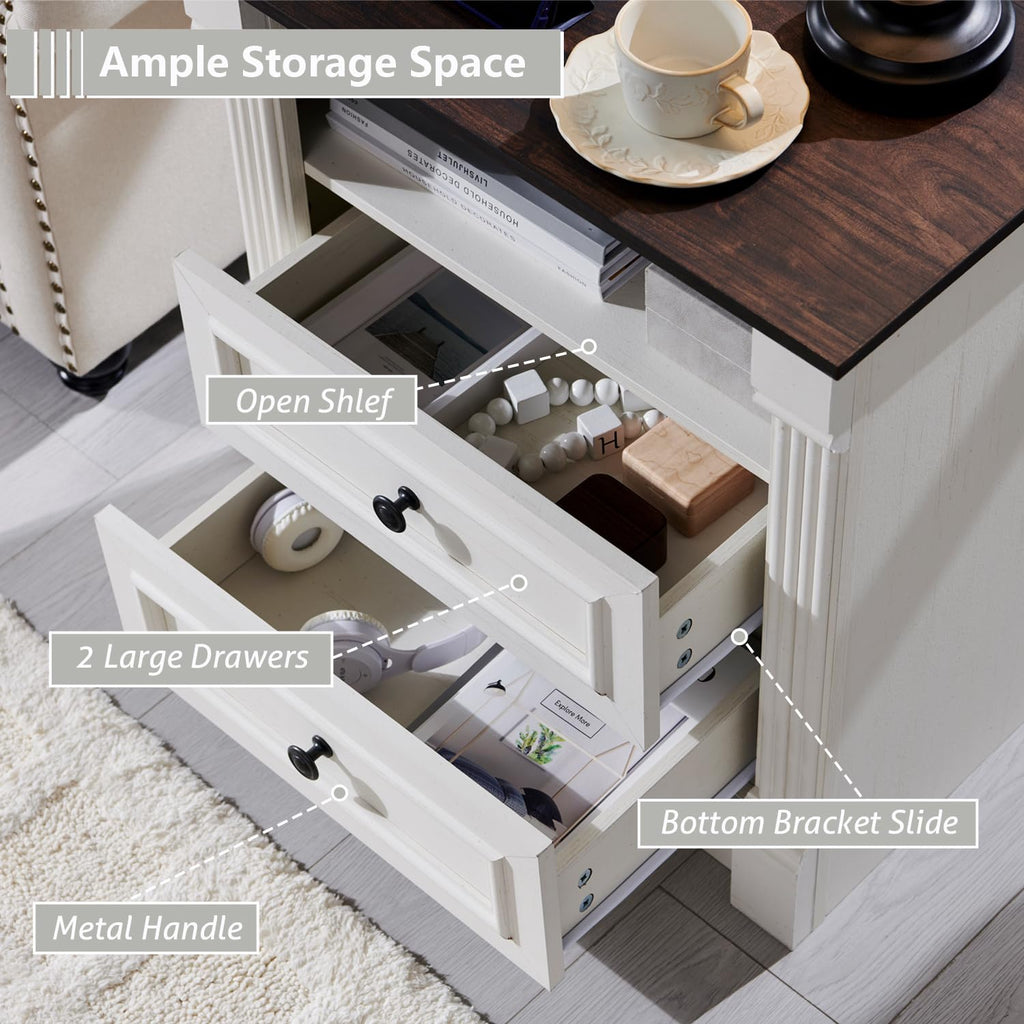 Aitjunz 5 Drawers Dresser for Bedroom, Farmhouse 46" Tall Dressers & Chests of Drawers w/Roman Column, Wood Rustic Closet Dresser w/Two Different Drawer Sizes for Bedroom, Living Room, Light Grey