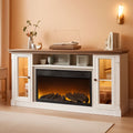 Antique White Seventy Inch TV Stand Electric Fireplace Console