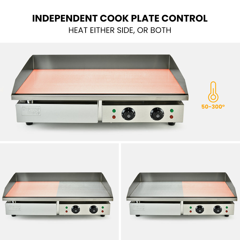 NNEMB Commercial Electric Griddle Extra Large 73x47cm 2 x 10A Countertop