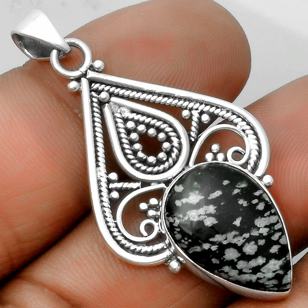 Natural Snow Flake Obsidian Pendant P-1541 SDP115794