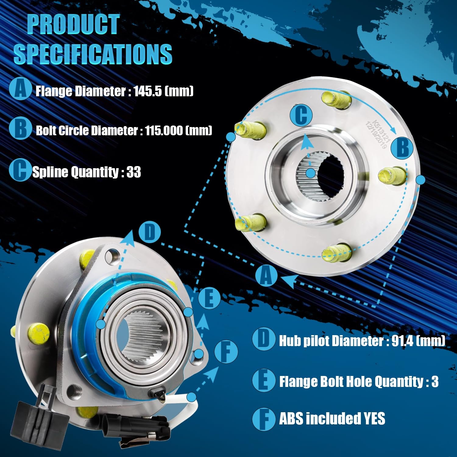 Premium Detroit Axle Front Wheel Bearing Hubs - 2PC Set Compatible with 2000-2013 Chevrolet Impala, 97-08 Pontiac Grand Prix & More