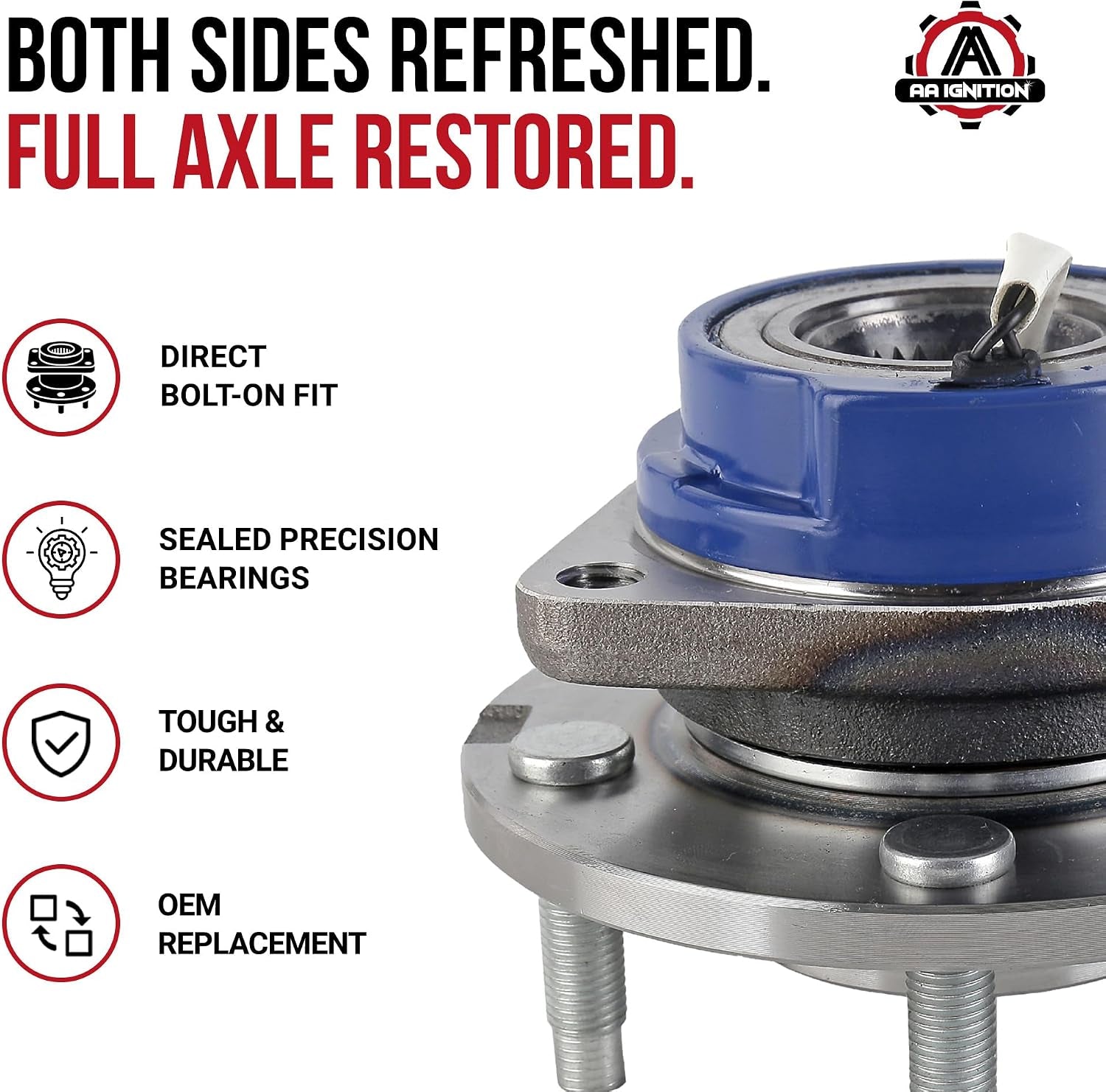 Premium Front Wheel Bearing and Hub Assembly Set of 2 - Fits Buick, Cadillac, Chevrolet Models - Durable Replacement for Century, Lacrosse, Lesabre, Lucerne, Park Avenue, Regal - Replaces 513121